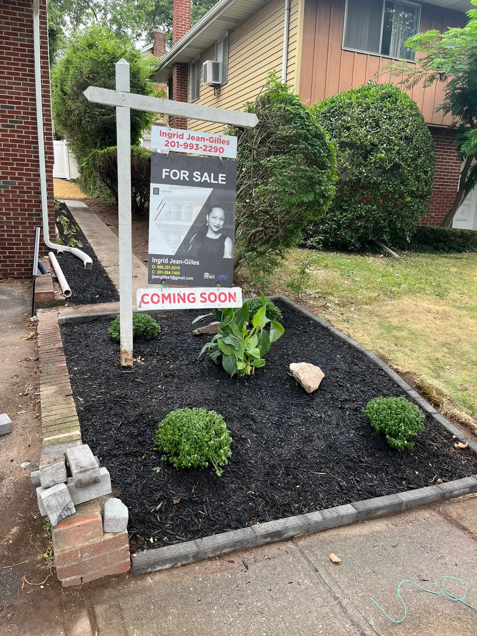 Front garden bed installation, before and after
